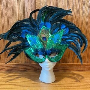 Mardi Gras Feathered Masquerade Venetian Mask